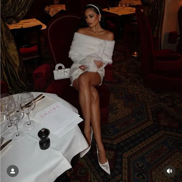 Sierra Darien Luxe ivory white faux fur matching 2 piece mini skirt & blazer set - Picture 8 of 13